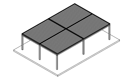 Free-standing pergola with 9 column support